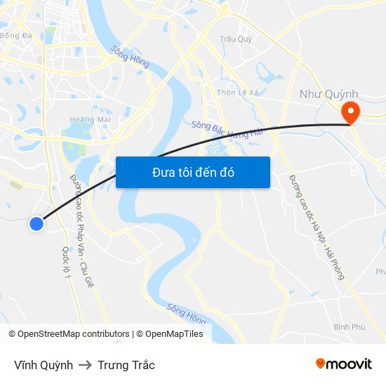 Vĩnh Quỳnh to Trưng Trắc map