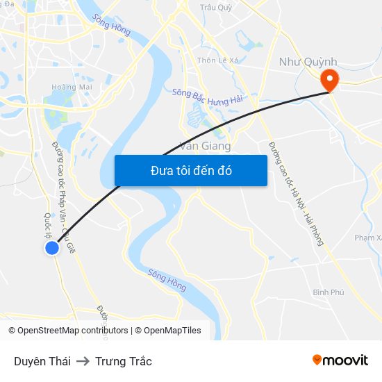 Duyên Thái to Trưng Trắc map