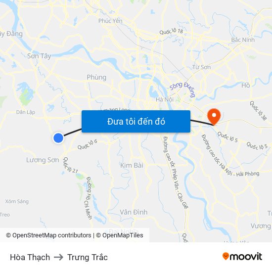 Hòa Thạch to Trưng Trắc map