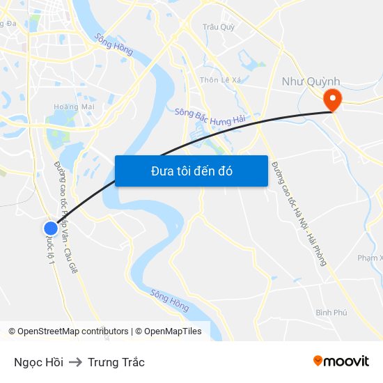 Ngọc Hồi to Trưng Trắc map