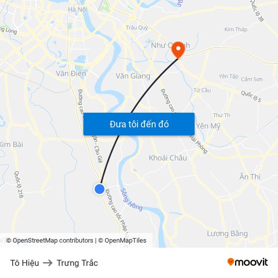 Tô Hiệu to Trưng Trắc map