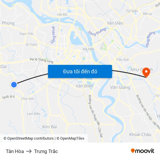 Tân Hòa to Trưng Trắc map