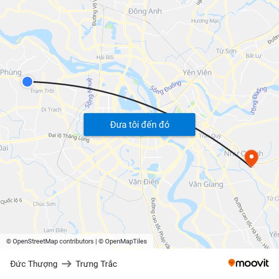 Đức Thượng to Trưng Trắc map