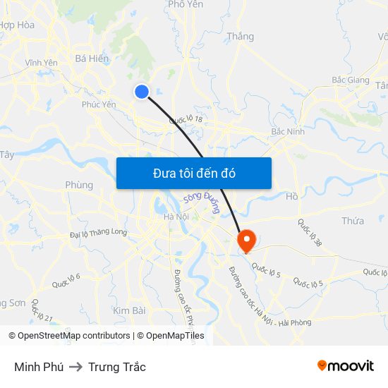 Minh Phú to Trưng Trắc map