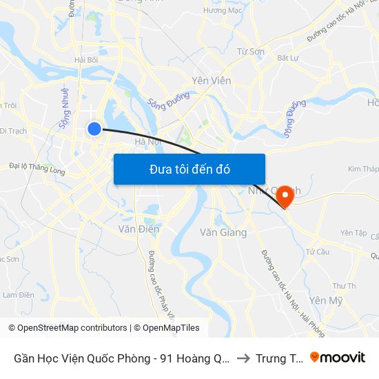 Gần Học Viện Quốc Phòng - 91 Hoàng Quốc Việt to Trưng Trắc map