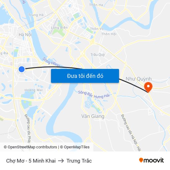 Chợ Mơ - 5 Minh Khai to Trưng Trắc map