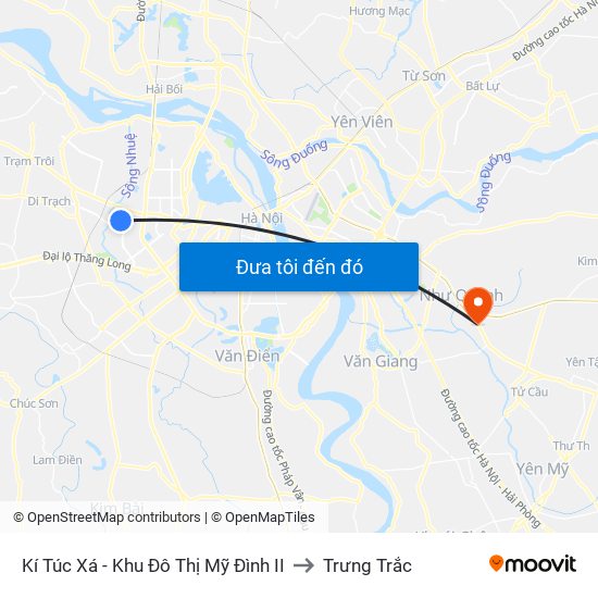 Kí Túc Xá - Khu Đô Thị Mỹ Đình II to Trưng Trắc map