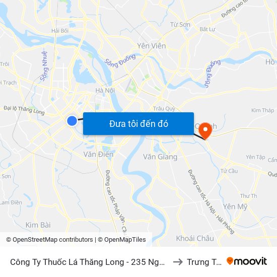Công Ty Thuốc Lá Thăng Long - 235 Nguyễn Trãi to Trưng Trắc map