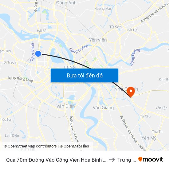 Qua 70m Đường Vào Công Viên Hòa Bình - Phạm Văn Đồng to Trưng Trắc map