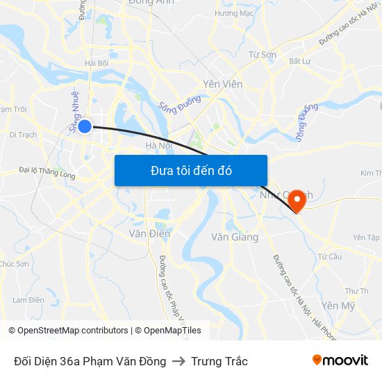 Đối Diện 36a Phạm Văn Đồng to Trưng Trắc map