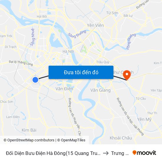 Đối Diện Bưu Điện Hà Đông(15 Quang Trung Hà Đông) to Trưng Trắc map