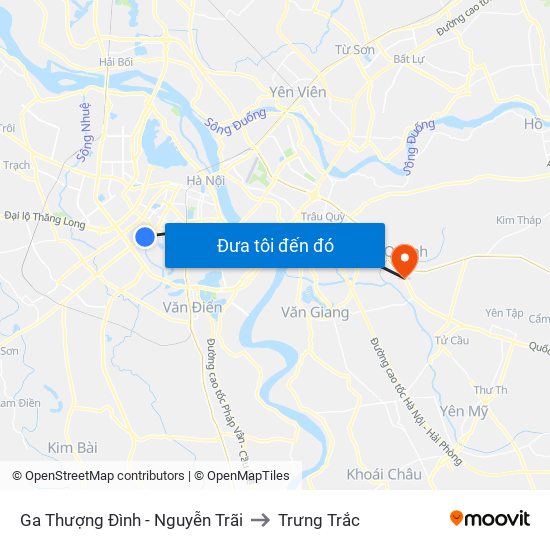 Ga Thượng Đình - Nguyễn Trãi to Trưng Trắc map
