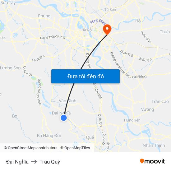 Đại Nghĩa to Trâu Quỳ map