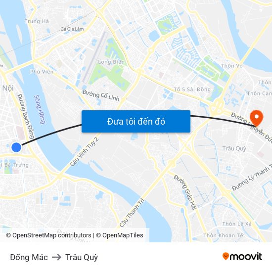 Đống Mác to Trâu Quỳ map