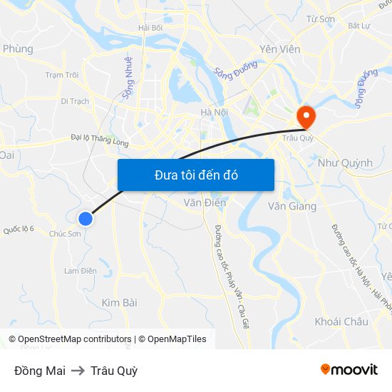 Đồng Mai to Trâu Quỳ map