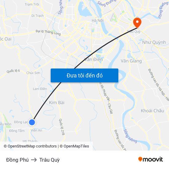Đồng Phú to Trâu Quỳ map