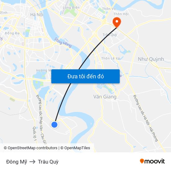 Đông Mỹ to Trâu Quỳ map