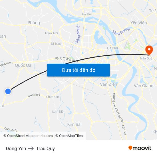 Đông Yên to Trâu Quỳ map