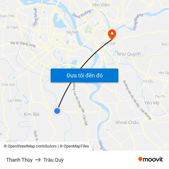 Thanh Thùy to Trâu Quỳ map
