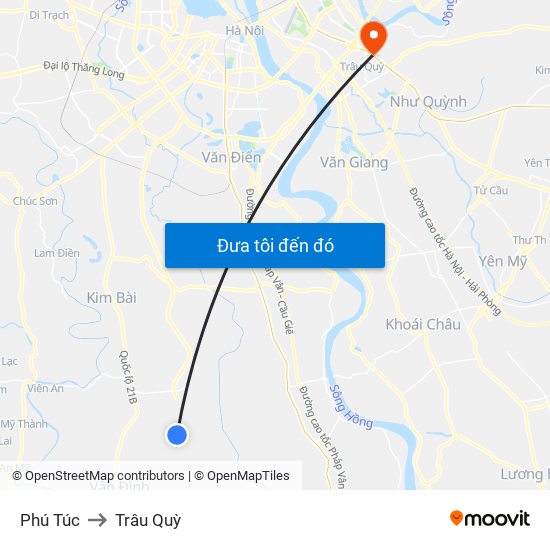 Phú Túc to Trâu Quỳ map