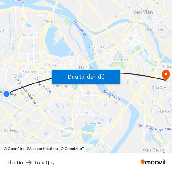 Phú Đô to Trâu Quỳ map