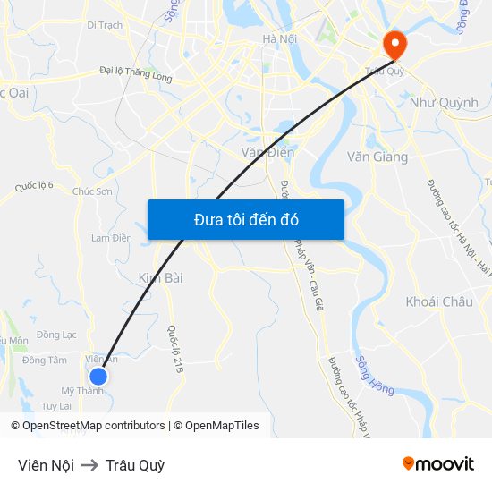 Viên Nội to Trâu Quỳ map