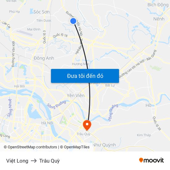 Việt Long to Trâu Quỳ map