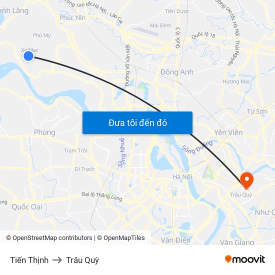 Tiến Thịnh to Trâu Quỳ map