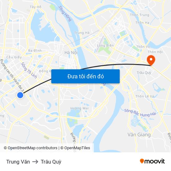 Trung Văn to Trâu Quỳ map