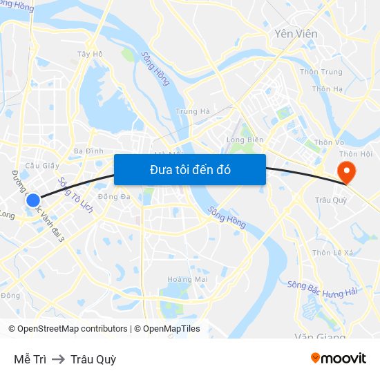 Mễ Trì to Trâu Quỳ map