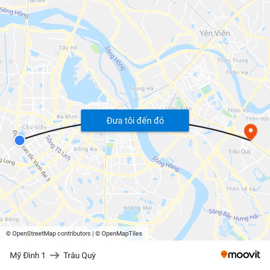Mỹ Đình 1 to Trâu Quỳ map