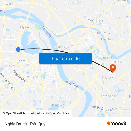 Nghĩa Đô to Trâu Quỳ map