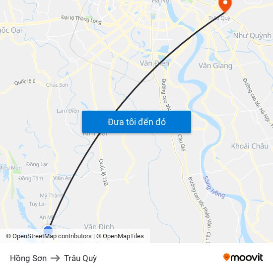 Hồng Sơn to Trâu Quỳ map