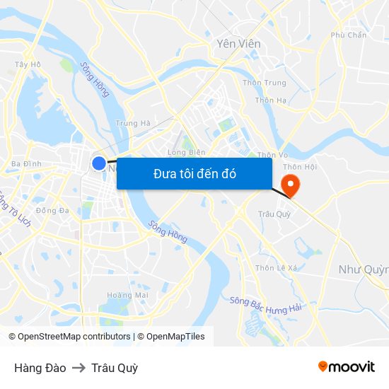 Hàng Đào to Trâu Quỳ map