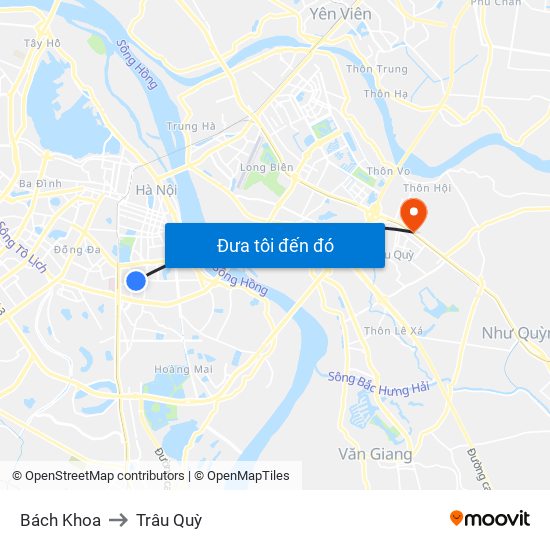 Bách Khoa to Trâu Quỳ map