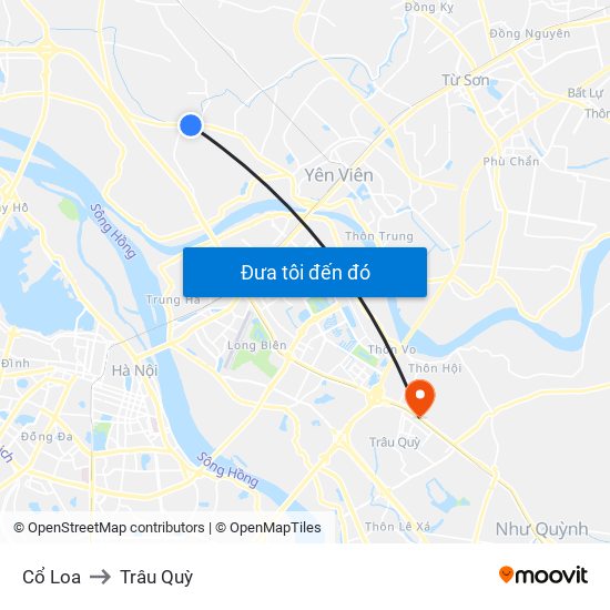 Cổ Loa to Trâu Quỳ map