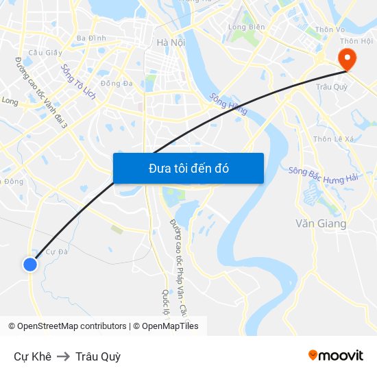 Cự Khê to Trâu Quỳ map