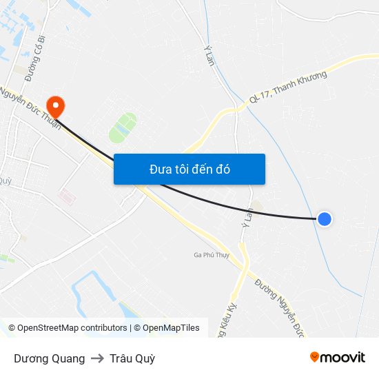 Dương Quang to Trâu Quỳ map