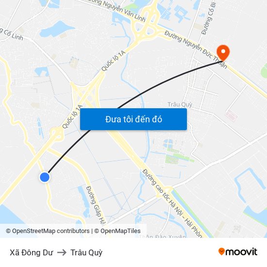 Xã Đông Dư to Trâu Quỳ map