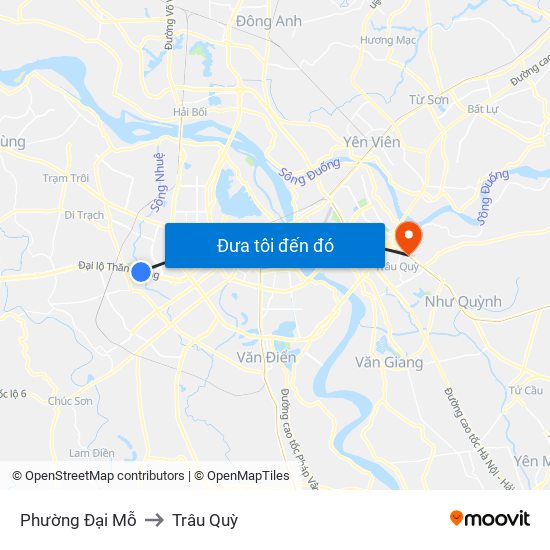 Phường Đại Mỗ to Trâu Quỳ map