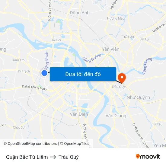 Quận Bắc Từ Liêm to Trâu Quỳ map