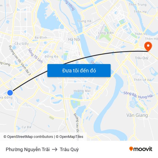 Phường Nguyễn Trãi to Trâu Quỳ map