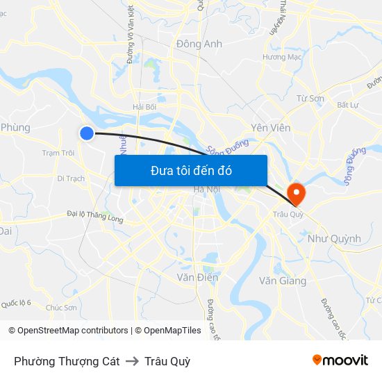 Phường Thượng Cát to Trâu Quỳ map