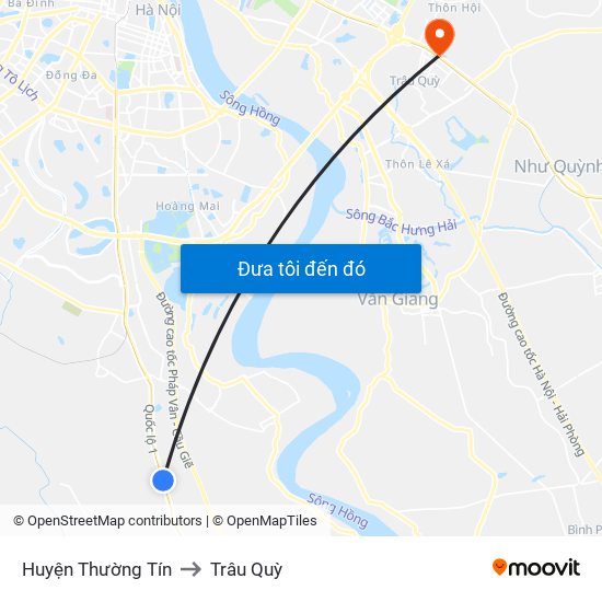 Huyện Thường Tín to Trâu Quỳ map