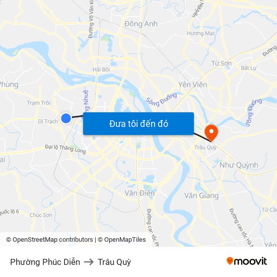 Phường Phúc Diễn to Trâu Quỳ map