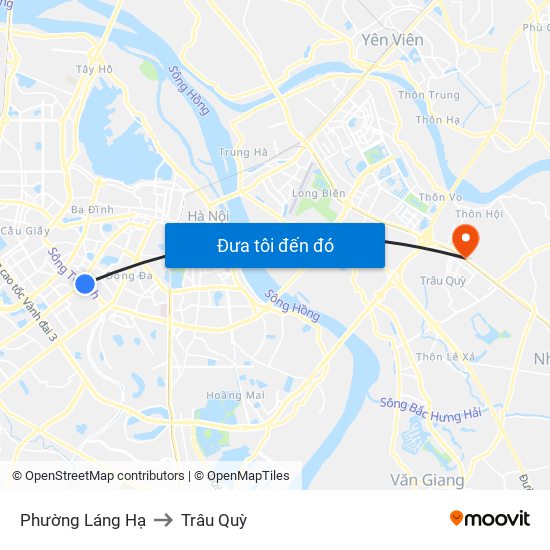 Phường Láng Hạ to Trâu Quỳ map