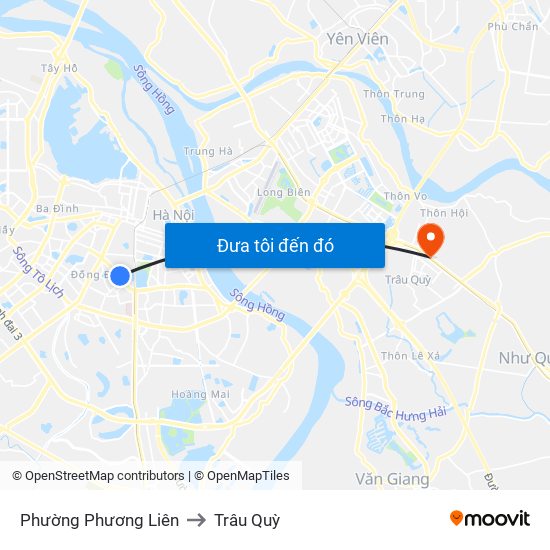 Phường Phương Liên to Trâu Quỳ map