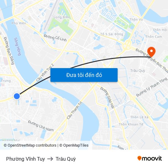 Phường Vĩnh Tuy to Trâu Quỳ map