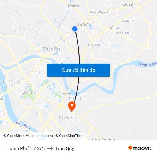 Thành Phố Từ Sơn to Trâu Quỳ map