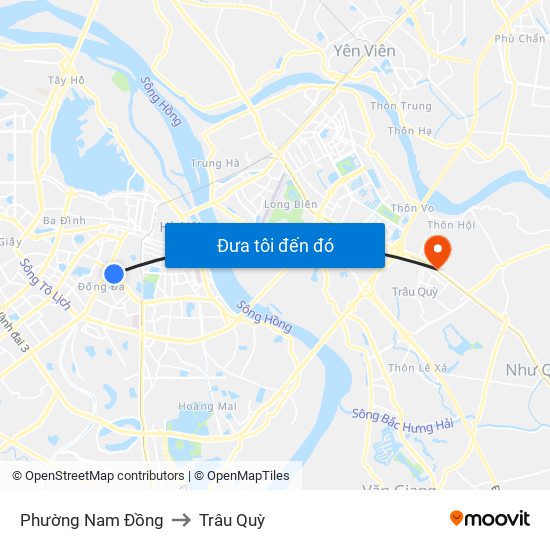 Phường Nam Đồng to Trâu Quỳ map